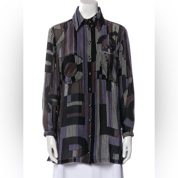 Chanel 2023 Printed Button Up Tunic Lightweight New With Tags Size 38 - Picture 1 of 8